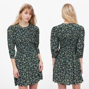 Madewell Smocked Mini Dress in Floral Meadow Ditsy Black 2